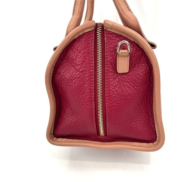 SEE BY CHLOE Burgundy Tan Pebbled Leather Luxury Designer Handbag Purse - Picture 7 of 12